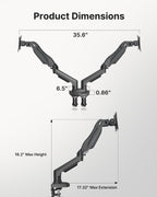HUANUO Dual Monitor Stand - Full Adjustable Monitor Desk Mount Swivel Vesa Bracket with C Clamp, Grommet Mounting Base for 13 to 32 Inch Computer Screens - Each Arm Holds 4.4 to 19.8lbs -Grey