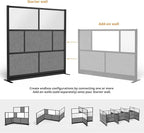 Stand Up Desk Store Expanse Modular Wall | 70'' x 70'' Wall | Expandable Partition Room Divider with Rearrangeable Frosted Acrylic & Sound Absorbent Panels (Black Frame)