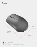 Lenovo 530 Full Size Wireless Computer Mouse for PC, Laptop, Computer with Windows - 2.4 GHz Nano USB Receiver - Ambidextrous Design - 12 Months Battery Life - Graphite Grey