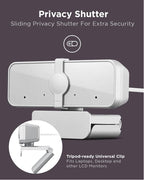 Lenovo HD 1080p Webcam (300 FHD) - Monitor Camera with 95° Wide Angle, 360° Rotation Pan & Tilt, Dual Microphones – Attachable Desktop Cam with Privacy Shutter for Remote Work, Streaming & Gaming