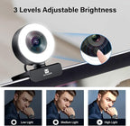 PC Webcam for Streaming HD 1080P, 960A USB Pro Computer Web Camera Video Cam for Mac Windows Laptop Conferencing Gaming Webcam with Ring Light & Microphone