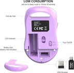 WisFox 2.4G Wireless Mouse for Laptop, Ergonomic Computer Mouse with USB Receiver and Type-C Adapter, 3 Adjustable Levels DPI, 6 Button Cordless Wireless Mice (Violate)