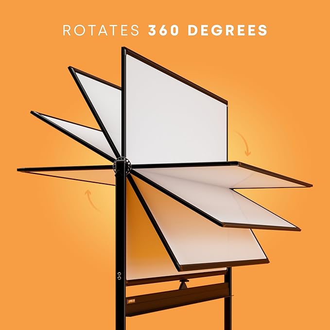 Rolling Dry Erase Board 96 x 46 - Large Portable Magnetic Whiteboard with Stand - Double Sided Easel Style Whiteboard with Wheels - Mobile Standing White Board for Office, Classroom & Home