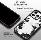 MOSNOVO Case for iPhone 14 Pro, [10ft 4X Military-Grade Drop Protection] Durable & Shockproof Phone Case Cover Design for iPhone 14 Pro - Black White Tulips - Clear Black