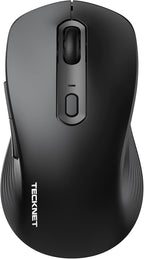 TECKNET Bluetooth Mouse, [ USB + BT1 + BT2 ] Wireless Mouse for Laptop, Silent Click, Full-Size, 4800 DPI Computer Mice Wireless, Dual Mode for Laptop, Computer, iPad, MacBook