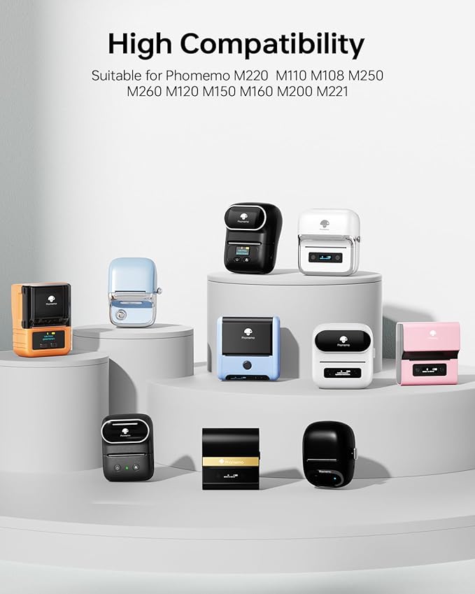 Phomemo Labels,Thermal Color Label,1.57'' x 1.18''Square Self-Adhesive Sticker Paper for Phomemo M110 M220 M221 M120 M108 M150 M250 M260 M160 M200 Printer, for Barcode,Name,Address (Pink/Blue/Khaki