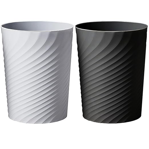 Small Bathroom Trash Can 1.8 Gallon Wastebasket Recycling Bin for Bedroom Office Kitchen (Black White, 2 Pack)