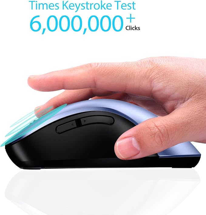 memzuoix 2.4G Wireless Mouse, 1400 DPI Mobile Optical Cordless Mouse with USB Receiver, Portable Computer Mice Wireless Mice for Laptop, PC, Desktop, MacBook, 5 Buttons (Navy Blue)