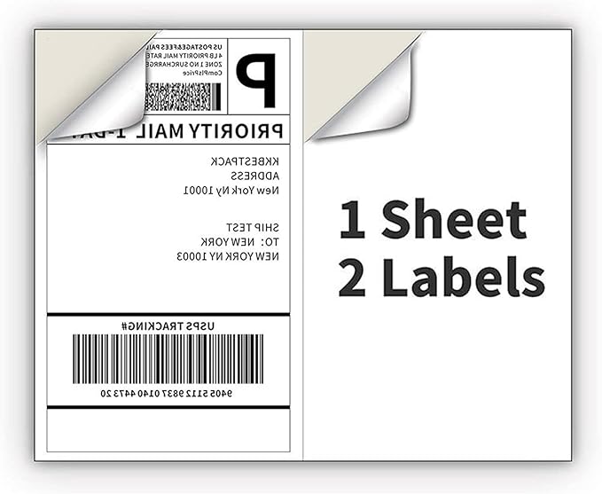 Coopaty Half Sheet Shipping Labels for Laser and Inkjet Printers 8.5 x 5.5 Mailing Address Labels, Permanent Adhesive (10000 Sheets, 20000 Labels)