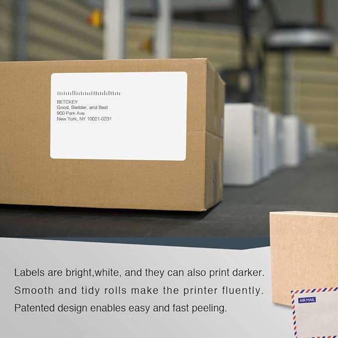 BETCKEY - Compatible DYMO 1744907 (4" x 6") Shipping Labels, Perforated, Compatible with DYMO Labelwriter 4XL Rollo & Zebra Desktop Printers, NOT Fit 5XL [2 Rolls/440 Labels]