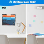 EASEPRES 3 Pocket Mesh Hanging Wall File Organizer with Hangers & Nametag Label, Wall Mounted Mail Paper Document Folder Holder, Clipboard Storage Organization Magazine Rack for Office Cubicle, Black