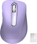 memzuoix 2.4G Wireless Mouse, 1400 DPI Computer Mice with USB Receiver, Portable Wireless USB Mouse Battery Powered Cordless Mice for Laptop, PC, Desktop, 5 Buttons (Lilac)