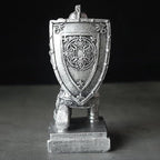 Resin Soldier Shield Knight Decor Statue Pen Holder Base for Desk, Desktop Organizer Pencil Stand Display for Office, School, Home, as Gift for Men Father