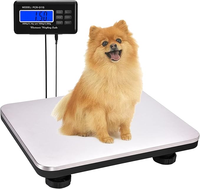 Shipping Scale 660lbs LCD Digital Postal Scale, Stainless Heavy Duty Postage Scale for Packages, 300kg Capacity Platform Scale for Shipping Weighing（14"X 12"）
