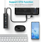 Powered USB 3.0 /USB C Hub, ikuai Aluminium 7-Port USB Hub Splitter with AC Adapter LED Individual On/Off Switches and 3.3ft Extended Long Cable for Laptop, Mac, PC, Flash Drive, Mobile HDD