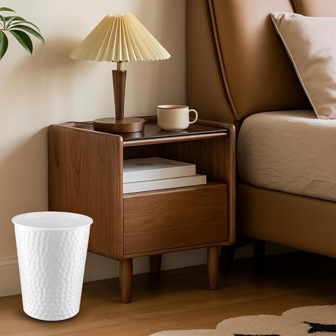 Monarch Abode White Hand Hammered Metal Wastebasket for Home Office Bedroom, Decorative Waste Basket, Modern Bathroom Garbage Can, Durable & Decorative Trash Bin, White Bathroom Trash Can