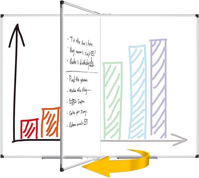 XBoard Dry Erase Board 60 x 48 Inch | Foldable Magnetic White Board for Wall with Marker Tray 5' x 4' | Aluminum Frame Folding Message Presentation Board