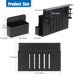 Desk Side Storage, Under Desk Laptop Mount, Table Side Hanging File Organizer, No Drill Clamp On Cable Management Tray, Laptop Holder with Magnetic Pen Holder for Office and Home(Black)