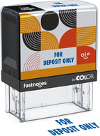 Fastnotes for Deposit ONLY Self-Inking Rubber Stamp by COLOP- Great for Office Documents, Notary, Warehouse, Accounting, Business, and Legal Documentation - Blue Ink (for Deposit ONLY- Blue)