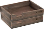 MyGift Set of 2 Vintage Distressed Finish Brown Wood Stackable Office Desktop Document Letter Paper Tray