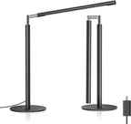 Metal LED Desk Lamp for Home Office - Foldable Industrial Desk Light with Base, 16" Dimmable Table Lamp for Reading, 4 Color Temps, 15W Modern Desktop Lamp for College Dorm Study Task Work