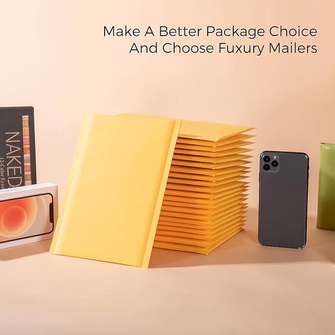 Fuxury Kraft Bubble Mailer 6x10 Inch 600 Pack，Strong Adhesion Padded Envelopes Bulk,Self Seal Bubble Envelopes, Waterproof Cushioned Padded Mailers Packaging for Small Business,#0 Mailers Yellow