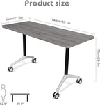 Conference Room Table with Flip-Top Design for Dynamic Meetings, Business Table Computer Desk with Heavy-Duty Frame,Foldable Seminar Meeting Tables for Home Office (4, B, 55.1IN)