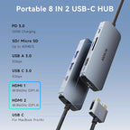 Docking Station for MacBook Pro Air,USB C Docking Station Dual Monitor,Dual HDMI Adapter Hub for Mac MacBook Pro with 2 HDMI(4K @60Hz), 3 USB3.0,SD TF Card Reader and 100W PD USB C Port