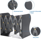 M&G Adjustable Bookends Book Ends for Shelves, Metal Bookend for Heavy Books, Desk Magazine File Organizer Holder Extends up to 20in, Book Stopper for Home, Office, Classroom (Black)