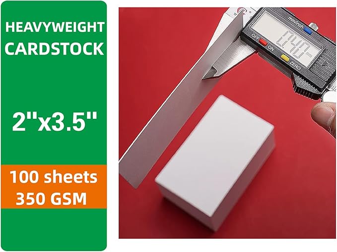 100 Sheets blank business cardstock 2 x 3.5 In Heavy Weight Card Stock 350gsm/130lb Learning Card, Note Card, Thank You Inserts, Gift Tags, Paper Crafts, Write, Draw, DIY Cards (2X3.5 Inches)