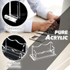 PARTSPOWER 4 Packs Acrylic Business Card Holders for Desk, Horizontal Clear Business Name Card Display Stand, Desk Accessory Business Name Card Organizer (Horizontal, 1-Slot)