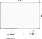 JILoffice Magnetic Dry Erase Planning Board, Grid Pattern White Board 48 x 36 Inch, Silver Aluminum Frame with Detachable Marker Tray for Office School and Home