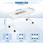 Conference Table, Folding Conference Desk Modern White, Seminar Table with Wheels, 2-10 People for Office, Meeting Break Room (4, 1915, 47IN)