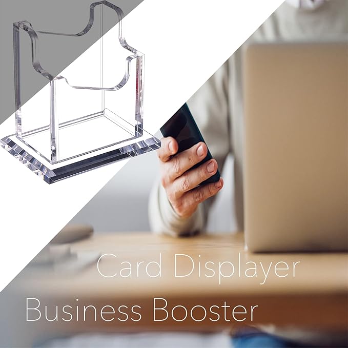 PARTSPOWER 4 Packs Acrylic Business Card Holders for Desk, Vertical Clear Business Name Card Display Stand, Desk Accessory Business Name Card Organizer (Vertical, 1-Slot)