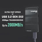 TEAMGROUP T-Force M200 Portable External SSD 2TB USB3.2 Gen2x2 Type-C Read/Write 2000MB/s Compatible with PS5 & Xbox & Chrome OS T8FED9002T0C102
