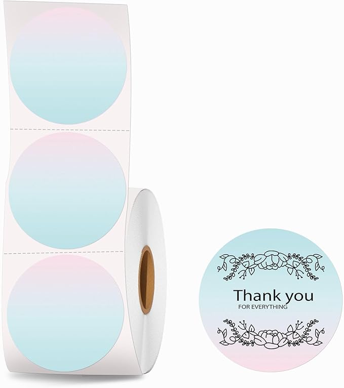 2''×2‘’ Round Circle Thermal Sticker Labels, Self-Adhesive 2 Inch Circle Direct Thermal Labels, Multi-Purpose Sticker Labels for DIY Logo Design,Name Tag,QR Code, 500 Labels/1 Roll, Gradient