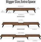 loukin Dual Monitor Stand Riser for Desk, 43.6"*8.2"*3.2" Large Computer Stand for 2 Monitors, Laptop, Printer, Length and Angle Adjustable Computer Shelf, Home Office,Max 43.6" Length(Brown)