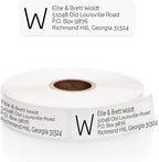 Clear Monogram Rolled Address Labels / 500 Personalized Return Address Labels/Designer Address Stickers in Elegant Plastic Dispenser