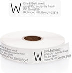 Clear Monogram Rolled Address Labels / 250 Personalized Return Address Labels/Designer Address Stickers in Elegant Plastic Dispenser