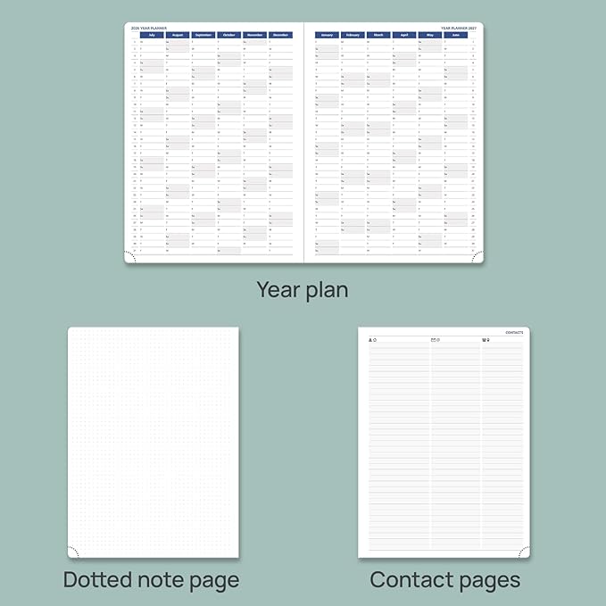 POPRUN Academic Planner 2025-2026, 8.5'' x 11.25'', Quarter-Hourly Appointment Book (July 2025-June 2026) with PU Leather Soft Cover, Dual Pockets, Monthly Tabs, 100GSM Thick Paper - Brown