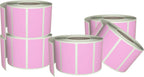 Pastel Pink Sticker Label Rolls 1.57 x 0.75 inch, 5 Rolls- 2500-Pack, Rectangular Easy Write Labels 40mmx19mm by Royal Green