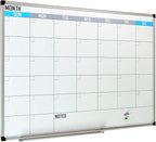 XBoard Magnetic Calendar Whiteboard 36" x 24" - Monthly Calendar Dry Erase Board, Reusable Colorful Calendar Board, Silver Aluminium Framed Monthly Planning Board