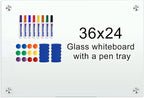 H-Qprobd Glass Whiteboard 36"x24" Magnetic Dry Erase White Board for Wall, Includes 12 Magnets, 8 Markers and 2 Erasers