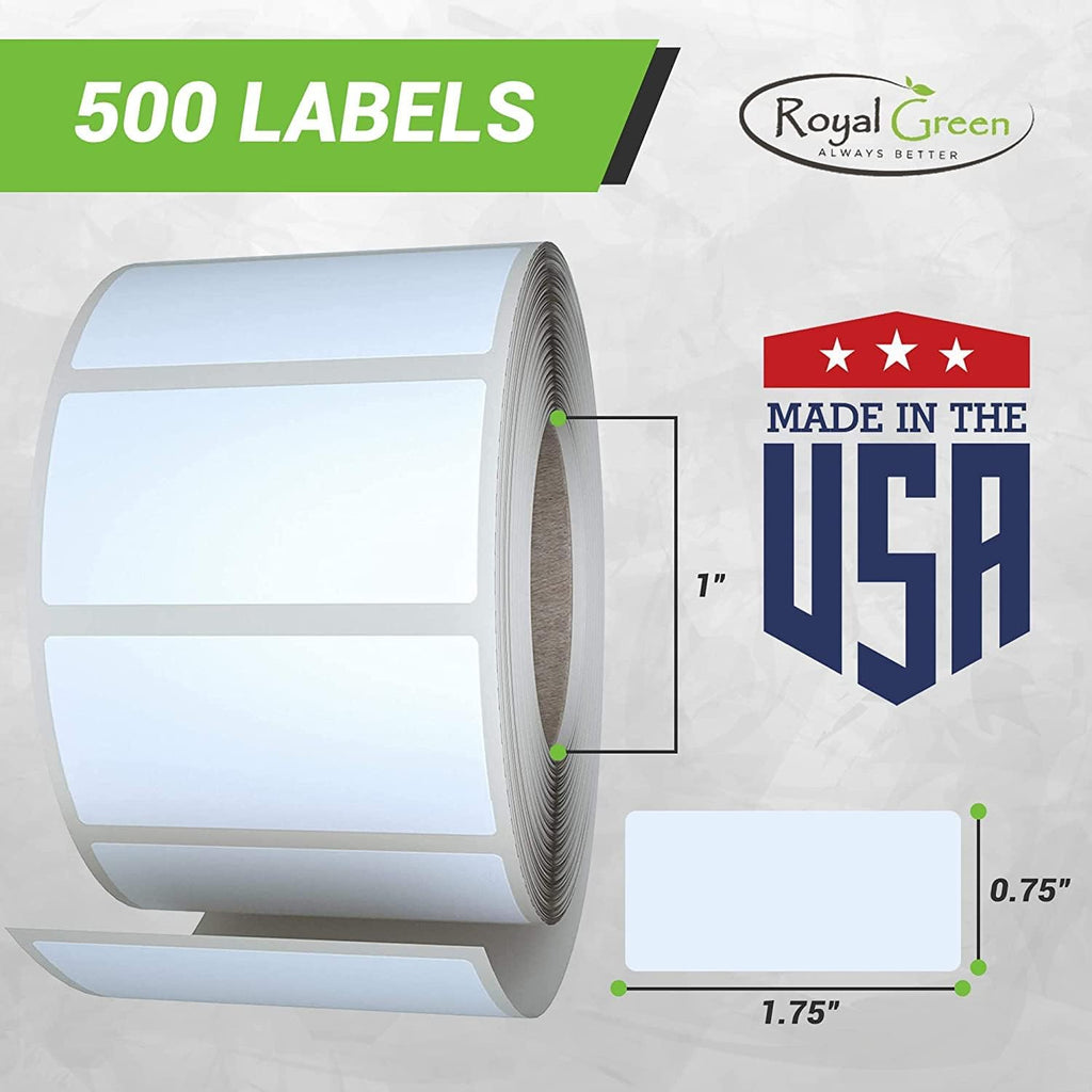 Royal Green Rectangular Color Coding Sticker Roll - Write On Labels for Folders & Organizing, 1.57" x 0.75" Stickers to Write On Name Tags for Office Supplies 5000 Labels - 10 Rolls (White).