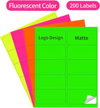 STARLIBOO 2" x 4" Colored Labels Stickers Fluorescent Bright Moving Labels for Laser/Inkjet Printer, Permanent Adhesive
