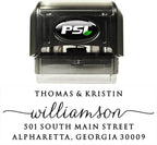 Self Inking Return Address Stamp - Custom 4 Line Personalized Address Stamp for Envelopes, Wedding Invitations, Business, Mailing Labels, Black Ink (Calligraphy Script)