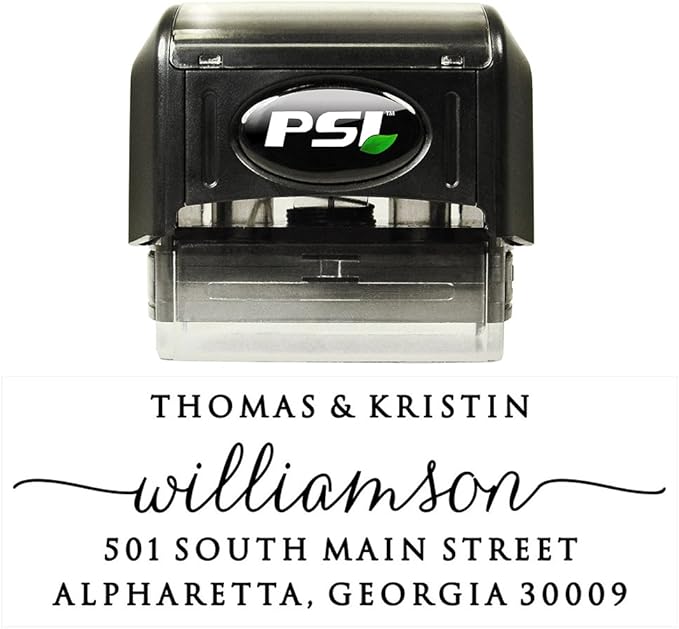 Self Inking Return Address Stamp - Custom 4 Line Personalized Address Stamp for Envelopes, Wedding Invitations, Business, Mailing Labels, Black Ink (Calligraphy Script)