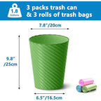 Bathroom Trash Can, 3 Pack 1.8 Gallons Small Trash Can with Trash Bags, Bathroom Garbage Can, Plastic Trash Bin, Round Waste Basket for Bedroom, Office, Compact Space (Pink Purple Green)