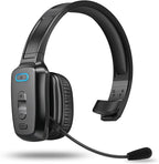Bluetooth Headset, 60hrs Noise Canceling V5.2 Over Head Headphones, Single Ear Trucker Wireless Headset with Mic, Mute Button, Multipoint, for Phones PC Computer Truck Driver Office Work - Black