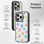 MOSNOVO Magnetic Case for iPhone 15 Pro, 10ft Military-Grade Protection, Compatible with Magsafe, Shockproof Phone Case for iPhone 15 Pro - Groovy Flower - Clear Black